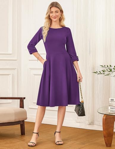 GRACE KARIN Work Dresses for Women Fit and Flare Midi Dress