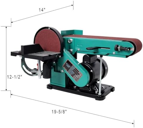 4" x 36" Belt Sander with 6" Disc, Heavy Duty Bench Sanding Station with High-Torque Motor & Adjustable Beveling Table, Dual Sanding System for Wood, Metal & Plastic, Green