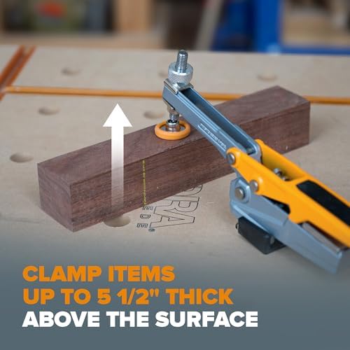 Bench Dog Clamp 3/4 Inch - Auto Adjust Horizontal Dog Hole Clamp for Woodworking | 7.5 Inch Aluminum Holdfast with 360° Rotation | Workbench Clamps & Accessories - BORA Centipede Workbench Compatible