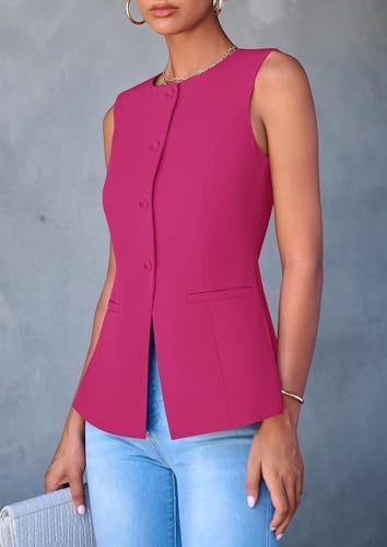 PRETTYGARDEN Women Tailored Suit Vest Business Casual Tops