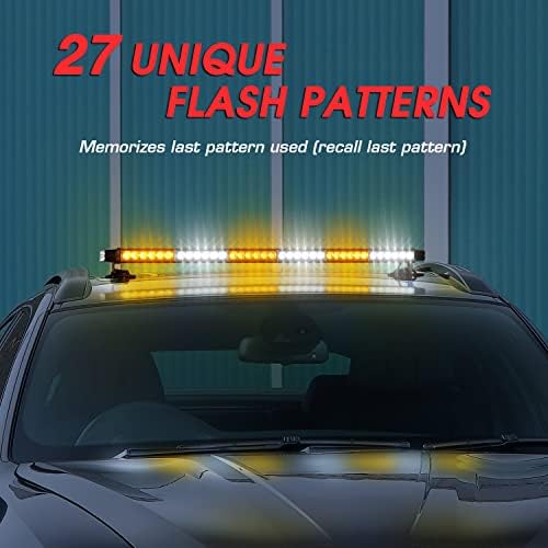 LINKITOM 37.5" 78 LED Strobe Flashing Light Bar Heavy Duty, Amber/White