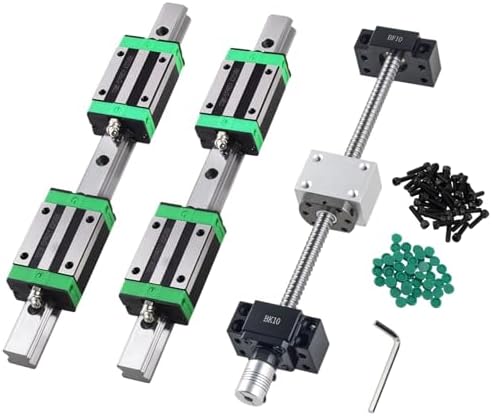 2Pcs HGR15-600MM Linear Rails kit with 4 Bearing Block,1Pcs SFU1204-600MM Ball Screw with Metal Deflector Ball Screw Nut, BF10/BK10 kit, Nut Housing, Coupling for 3D Printer and CNC Machine