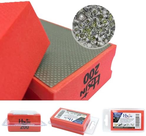 Diamond Hand Polishing Pad Diamond Sanding Block Foam Backed Diamond Sponge Sanding Pads for Wet or Dry Grinding polishing for Granite Marble Stone Tile Glass Ceramic (1, 200# Square)