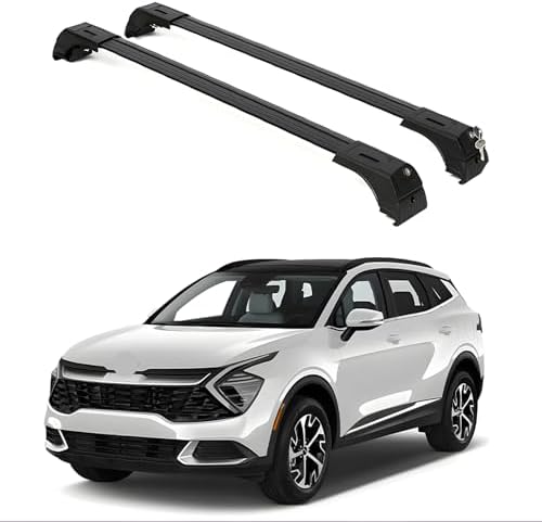 ERKUL Roof Rack Cross Bars for 2023-2026 Kia Sportage SX, SX Prestige, Hybrid EX | Aluminum Crossbars with Anti Theft Lock for Rooftop | Compatible with Flush Rails - Black