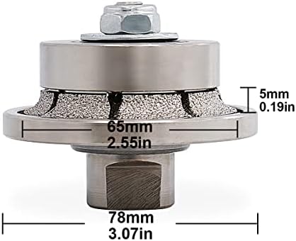 Diamond Hand Profiler B5,Half Bullnose Vaccum Brazed Profile Wheel Metal Cover Router Bit for Marble Granite D65 5/8-11