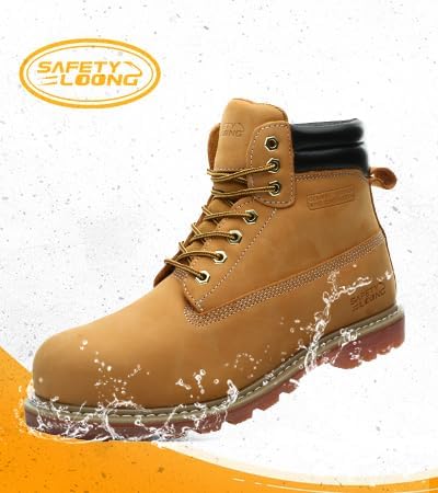 Work Boots for Men Soft Toe Waterproof Leather Workboots