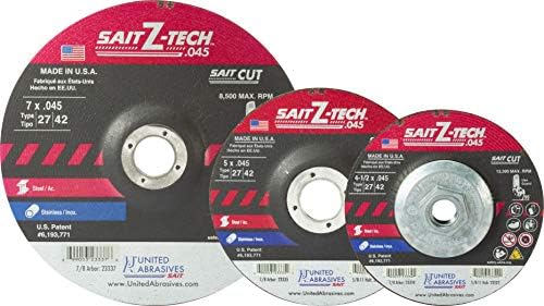 United Abrasives-SAIT 23335 Type 27 5-Inch x .045-Inch x 7/8-Inch Z-Tech High Performance Cutting Wheels, 50-Pack