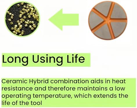 Hybrid Ceramic Transitional Diamond Polishing Pucks for Concrete Terrazzo Floor, 3 Inch Hook and Loop Aggressive Floor Grinding Discs, 200# 9PCS