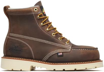 Thorogood American Heritage 6" Steel Safety Moc Toe Work Boot for Men, Durable Leather, Slip-Resistant Outsole, ASTM Rated