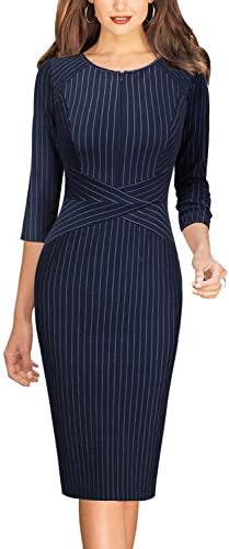 VFSHOW Womens Work Business Office Zipper Up Slim Bodycon Sheath Dress