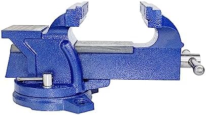 HFS(R) 4" Heavy Duty Bench Vise Anvil with 360° Swivel Locking Base Desktop Clamp - FS Blue Design