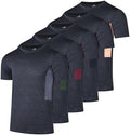5 Pack Men's Dry Fit Workout T Shirts Crew Neck Athletic Gym Running Tees