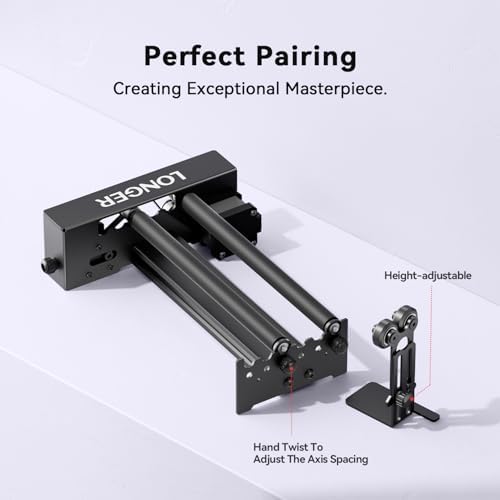 Longer Rotary Roller Series,with Bracket, Y-Axis 360° Rotation for Laser Engraver Engraving Cylindrical Objects Tumblers Cans Cups Bottles, Compatible with 99% of Laser Engraver,Size 268 * 184 * 60mm