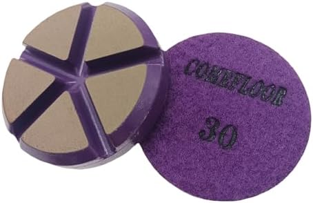 Hybrid Ceramic Transitional Diamond Polishing Pucks for Concrete Terrazzo Floor, 3 Inch Hook and Loop Aggressive Floor Grinding Discs, 30# 3PCS