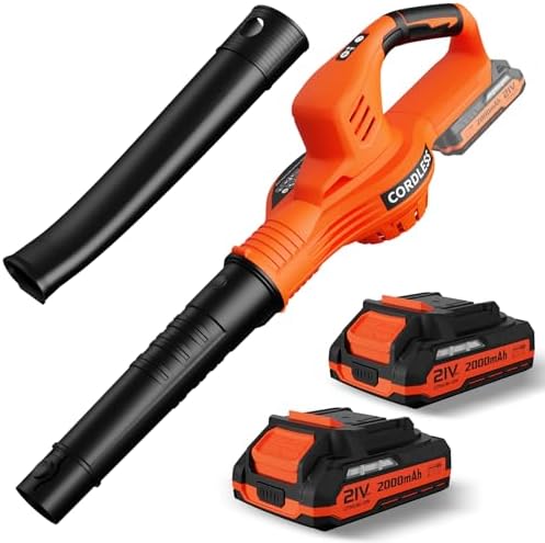 Leaf Blower Cordless 21V Electric with 2 Batteries and Charger Lightweight