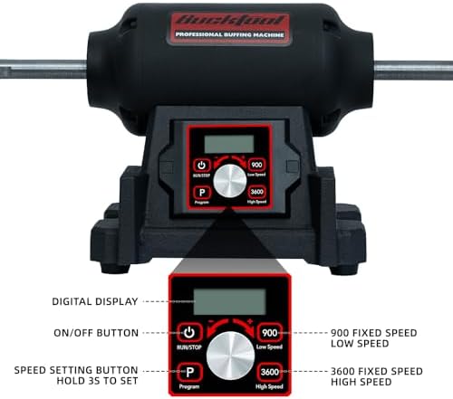 BUCKTOOL 8" 1HP VFD Variable Speed Benchtop Buffer Polisher,900-3600RPM