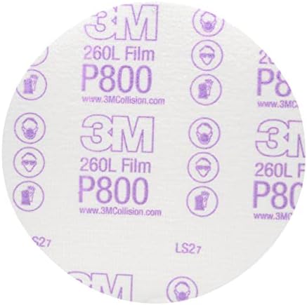 3M Hookit Finishing Film Abrasive Disc, 260L, 00970, 6 in, P800