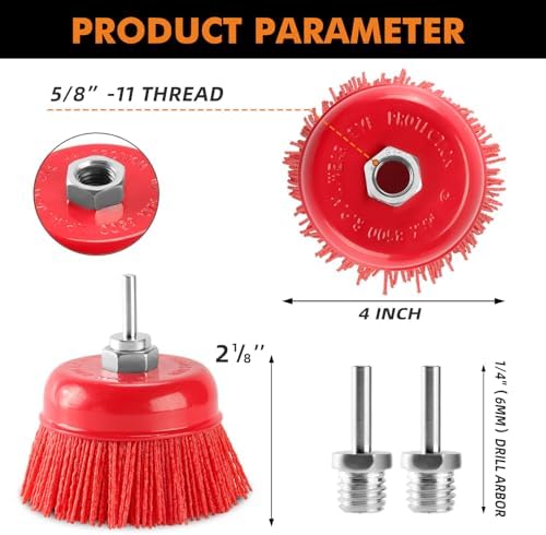 POLIWELL 2 Pack 4 Inch Abrasive Nylon Bristle Cup Brush