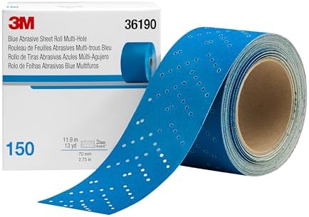3M Hookit Blue Abrasive Sheet Roll, 36190, Multi-Hole, 2.75 in x 13 yd, 150+ Grade, Automotive Sanding Roll Sandpaper for Coating Removal, Body Repair, Auto Sanding