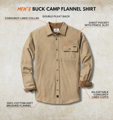 Legendary Whitetails Mens Flannel Long Sleeve Button Down 100% Cotton Shirt