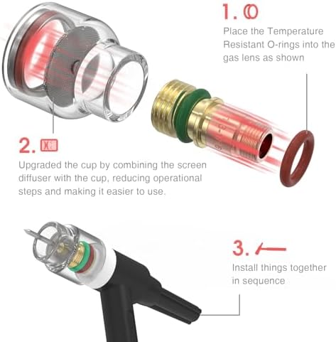 YESWELDER 123 Pcs TIG Welding Torch Stubby Gas Lens Ceramic Cup Kit