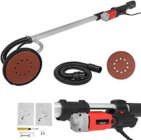 800W Electric Drywall Sander Commercial Adjustable Variable Speed Disc Sander with 6 Sand Pads