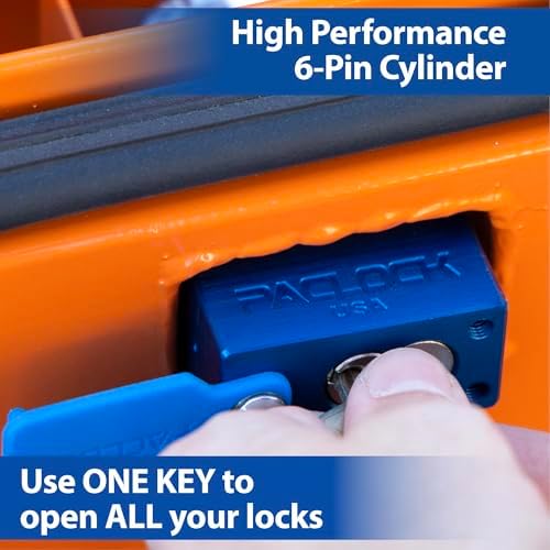 PACLOCK's 10-Series Universal Jobsite Box Lock, UCS, High Performance 6-Pin Cylinder, One Lock Keyed to a Number U-Pick! w/ 2 Keys, Black