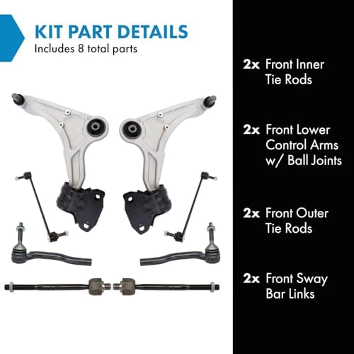 TRQ Front Steering and Suspension Kit Tie Rods Control Arms with Ball