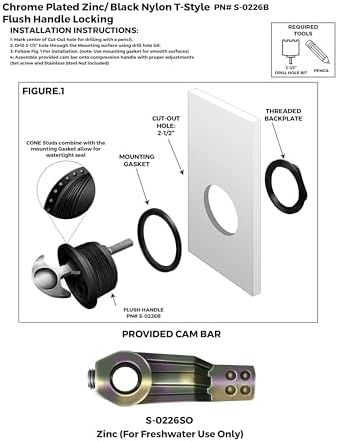 Whitecap S-0226BC T-Handle Latch with Keyed Lock - Black 3" Diameter