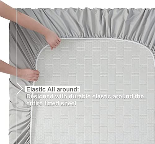 Nestl King Sheets Set - 4 Piece King Size Bed Sheets, Extra Soft, Double Brushed Bedding for King Size, 2 Tone Silver/Grey Set, Silver Fitted Sheet, Grey Flat Sheet, Grey Pillow Case