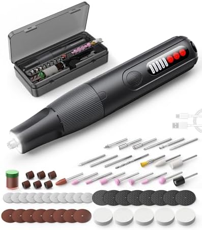 Cordless Rotary Tool, 8V Multi Tool with Auto-Lock Chuck & 5 Speed, 23,000RPM Rechargeable Engraver Kit with Storage Case, for Sanding, Polishing, Drilling, Carving, DIY Crafts