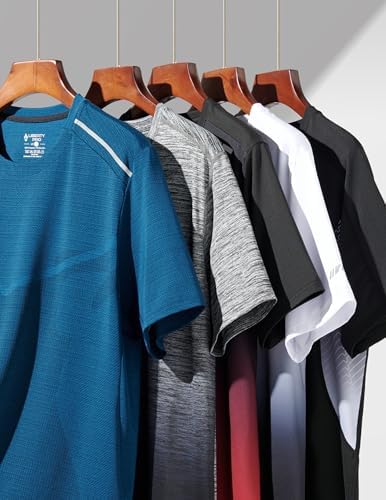 Liberty Imports 5 Pack Men's Active Quick Dry Crew Neck T Shirts
