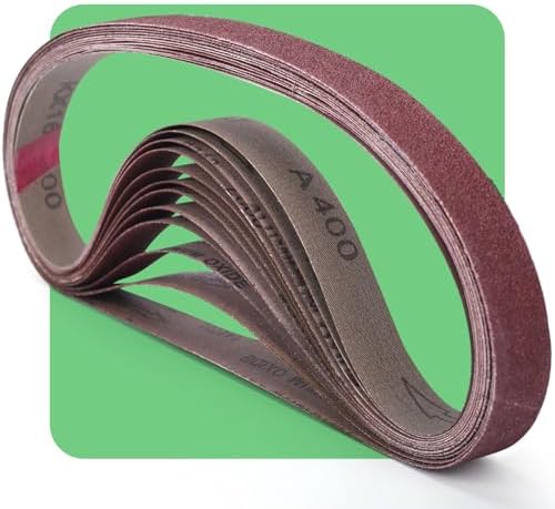 BOSHCRAFT 12 Pcs 1"x30" Sanding Belts, 60/80/120/180/240/400 Grit (2 Pcs Each) Aluminum Oxide for Knife Sharpening & Metal Polishing