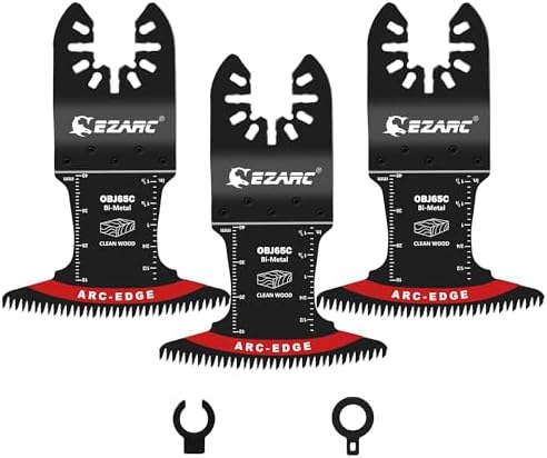 EZARC Bi-Metal Arc Edge Oscillating Tool Blade, 2-9/16" Extra-Wide Japanese Teeth Oscillating Saw Blades for Clean Cuts in Hard Wood & Plastic, Universal Fit Multitool Blades, 3-Pack