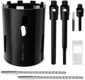 Diamond Core Drill Bit 6"(152mm) with Pilot Bit & Adapters (SDS Plus & Hex) – Upgraded Welded Segments, 8.6" Depth – for Concrete, Solid Brick, Hollow Brick, Masonry & More