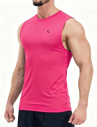 KPSUN Men's Quick Dry Workout Tank Top Summer Beach Shirt | UPF 50+ Sleeveless Gym Muscle Shirt with Hidden Pocket for Keys. Ideal for Gym Training, Outdoor Running, And Beach Workouts