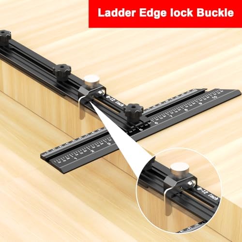 Stair Tread Template Tool – Stair Tread Gauge Jig, Aluminum Alloy Measuring and Scribe Tool for Accurate Angle, Depth, and Length Measurement of Stairs, Risers, and Partitions