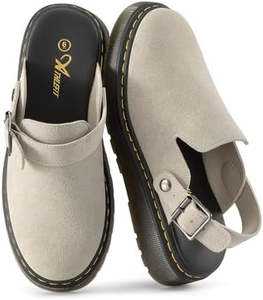 Athlefit Women's Slip On Suede Clogs with Back Strap