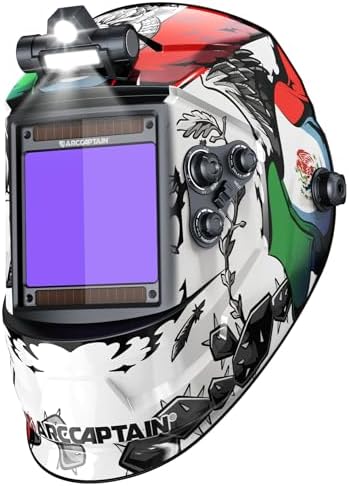 ARCCAPTAIN Auto Darkening Welding Helmet with Light, 3.94"X3.66" Large View