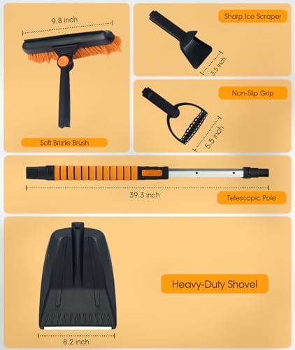 5-in-1 Extendable Car Snow Brush & Ice Scraper