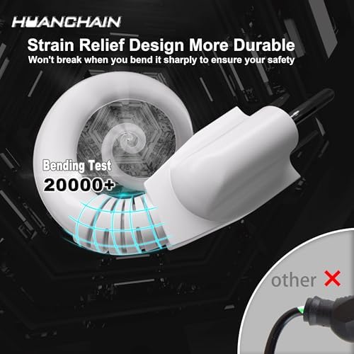 HUANCHAIN Indoor Outdoor White Extension Cord 6 FT Waterproof 16/3 Gauge