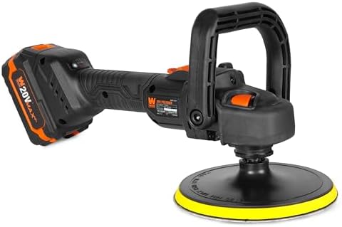 WEN 20V Max Cordless 7-Inch Variable Speed Rotary Polisher and Waxer Kit with 4Ah Battery, Charger, and Polishing Pads (20877)