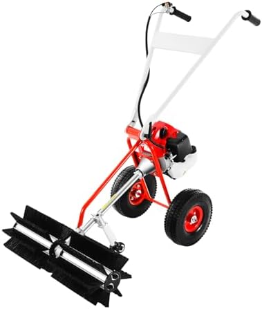 Handheld Lawn Sweeper, 2 Stroke Engine 43CC Gasoline Powered Sweeper, for Park Garden Grass Lawn Gravel Leaves Cleaning
