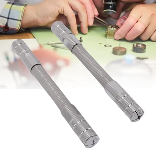 Stainless Steel Double Ended Pin Vise, Manual Hand Drill for Watch Repair, Jewelry Making, DIY Craft Tool with Ergonomic Textured Surface
