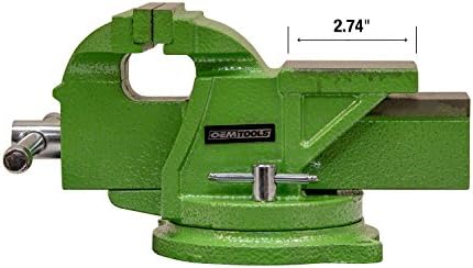 OEMTOOLS 24217 4-Inch Heavy Duty Bench Vise with 360-Degree Swivel Base, Table Vise or Bench Vise for Workshop and Woodworking, No-Hassle Permanent Mounting, Green