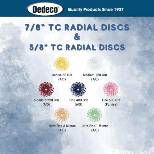 Dedeco Sunburst Radial Bristle Discs 48-Pack - 7/8" Curved - Blue 400 Grit (Fine) - Aluminum Oxide for Polishing & Finishing