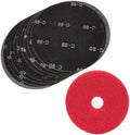 HUAALIUCHE 17" Sanding Screen Discs - Mesh Floor Sanding Screen - 80 Grit Black Silicon Carbide - for Wood Floors (10 Pack)+1-Piece Buffer Floor Pad