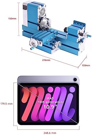 Universal Mini Metal Lathe Machine Motorized Metalworking DIY CNC Tool Woodworking for Education Modelmaking W10003M AC100V~240V 20000rpm (36W Lathe)