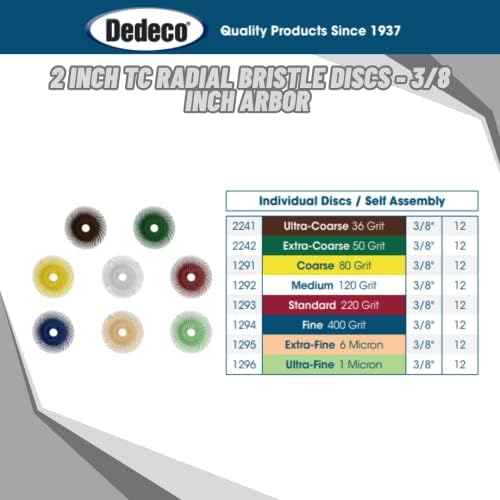 Dedeco Sunburst Radial Bristle Discs 12-Pack - 2" Curved - 3/8" Arbor - White 120 Grit (Medium) - Aluminum Oxide for Polishing & Finishing