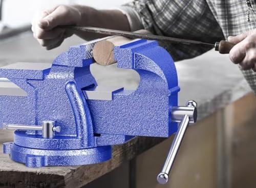 HFS(R) 5" Heavy Duty Bench Vise Anvil with 360° Swivel Locking Base Desktop Clamp (16LBS) - FS Blue Design
